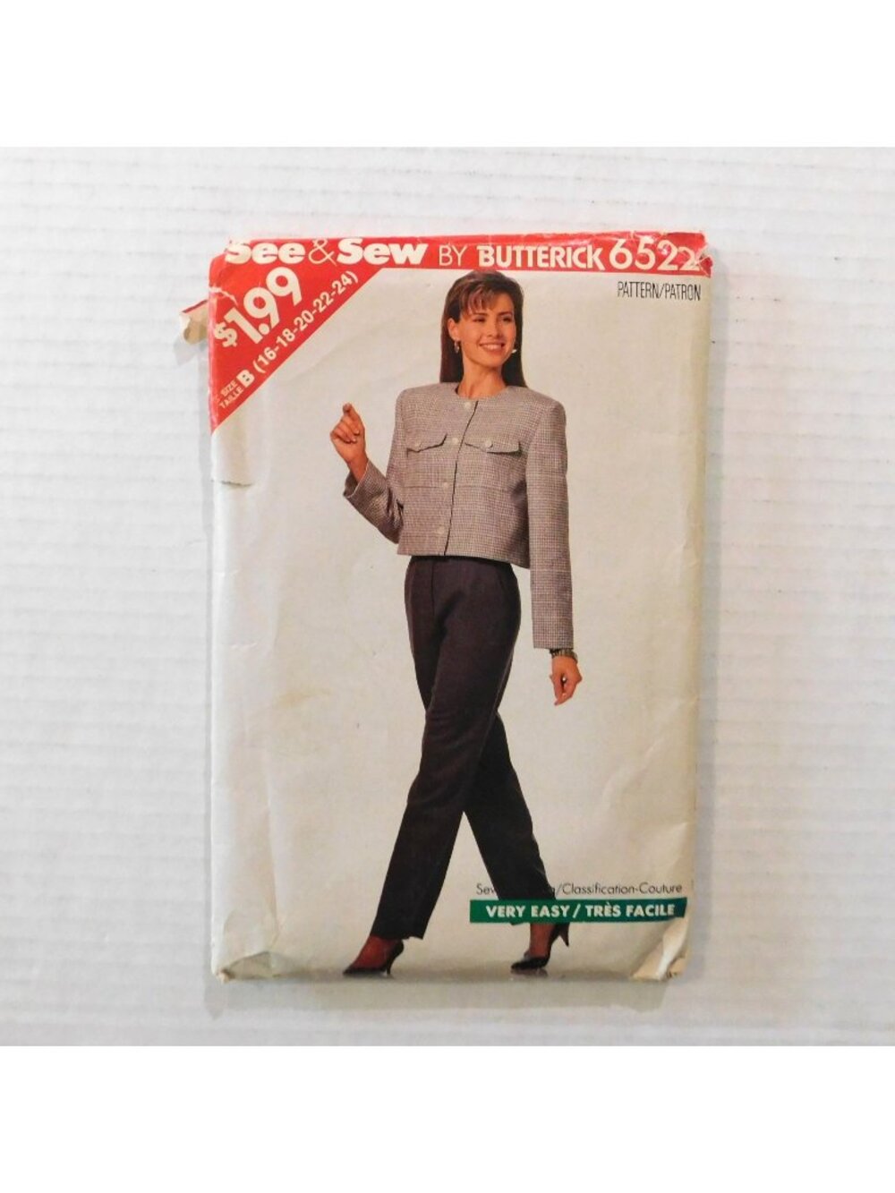 See & Sew By Butterick 6522 Sewing Pattern Jacket Pants Sizes 16 To 24 Uncut